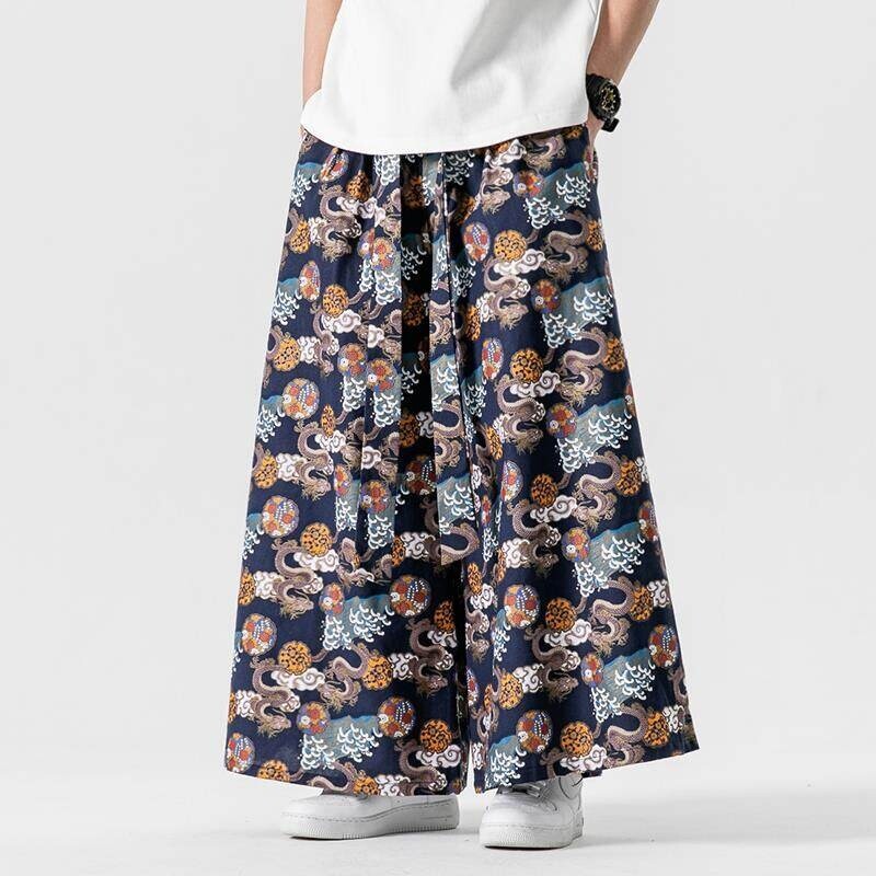 Street Fashion Japan - Japanese Samurai Pants Men's With Dragon