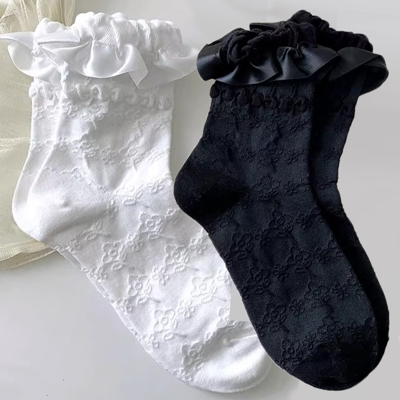 Street Fashion Japan - 3Pairs Lolita Cute Ruffled Edge Socks