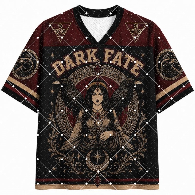 Street Fashion Hip Hop - Dark Fate Witch Raven Print V‑Neck