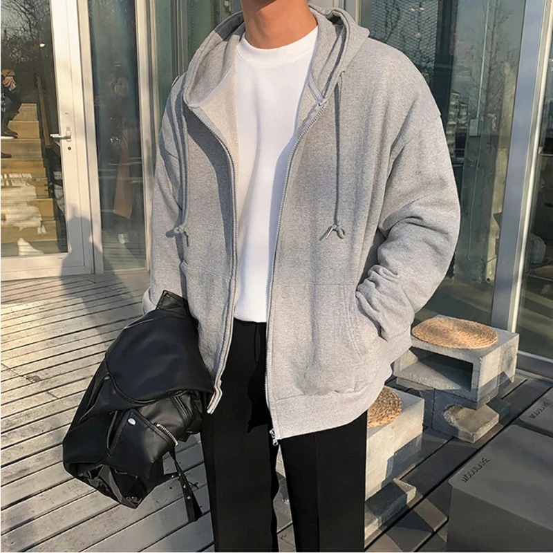 High Street Hoodie Men Solid C - Street Fashion Zip Up Hoodie review and price