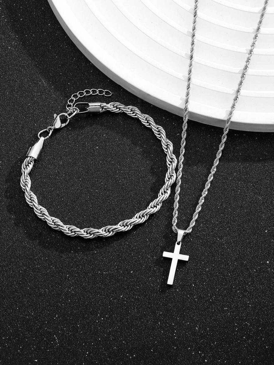 1 Set Stainless Steel Cross Pe - Street Fashion Hip Hop review and price