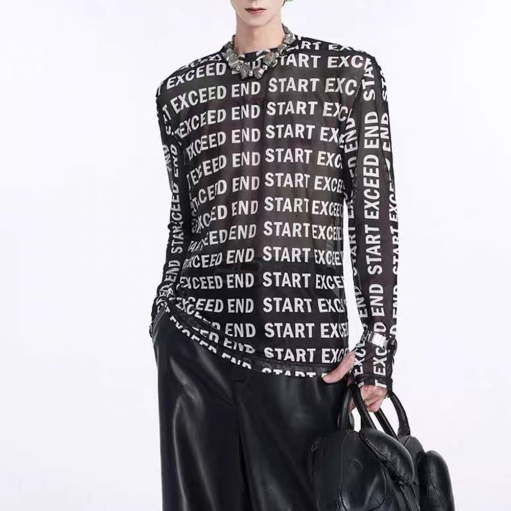Mens Tops Fashion Letter Print - Street Fashion For Boy review and price