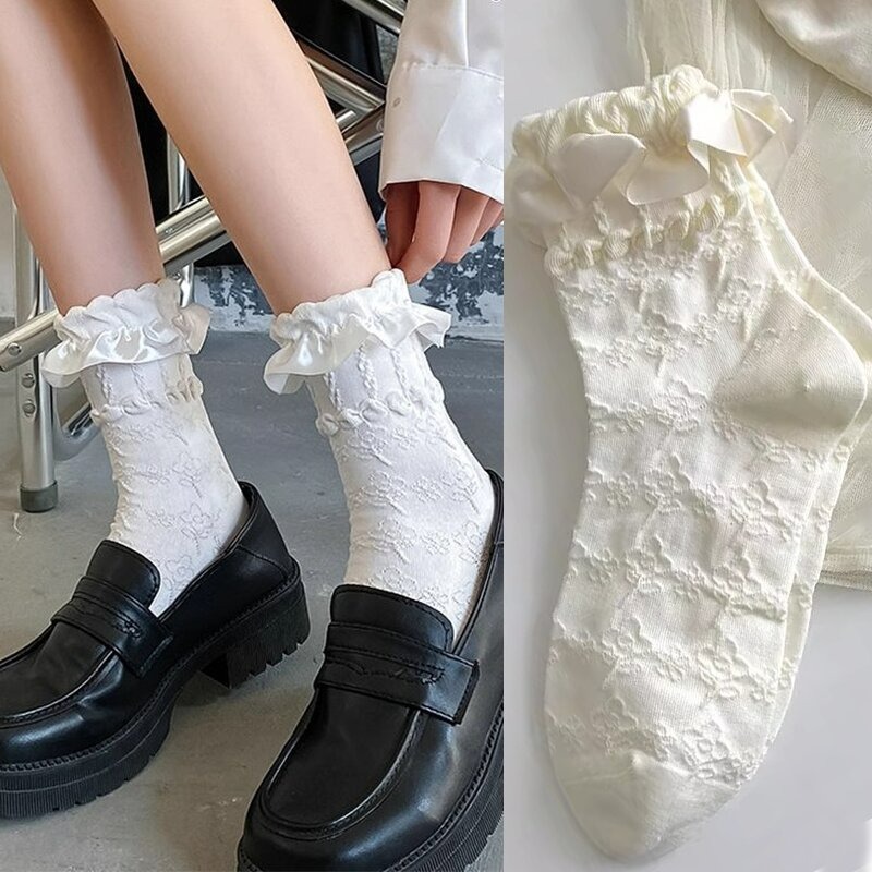 3Pairs Lolita Cute Ruffled Edg - Street Fashion Japan review and price