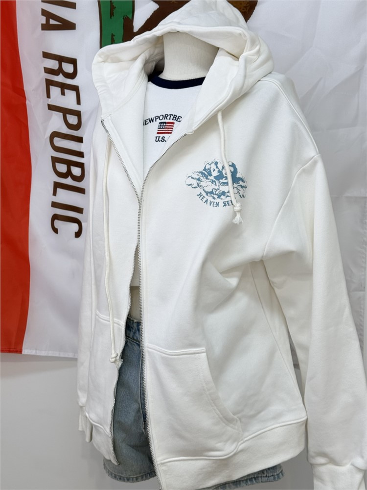White Vintage Zip-up Hoodies W - Street Fashion Zip Up Hoodie review and price