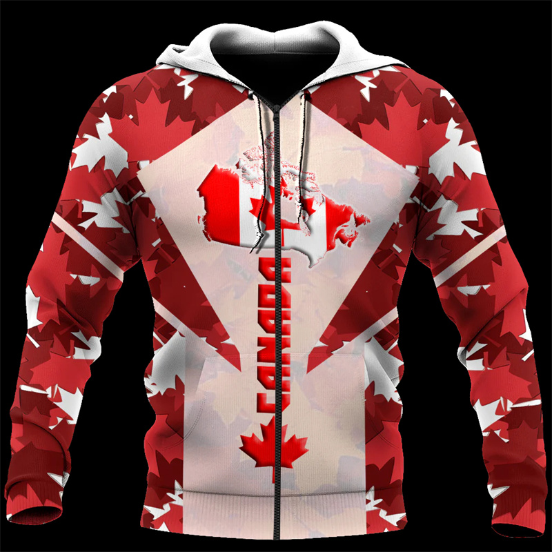 Canada 3d All Over Printed Map - Street Fashion Zip Up Hoodie review and price
